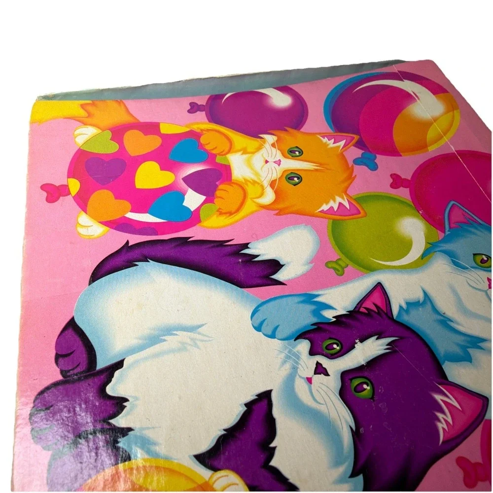 Vintage Lisa Frank Pencil Box Kittens Cats Balloons Pink 90's